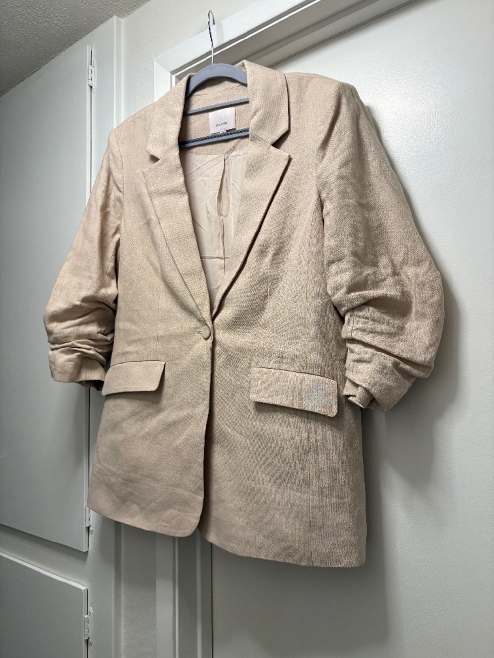 Cinq a Sept scrunch sleeve linen blend blazer - size 8